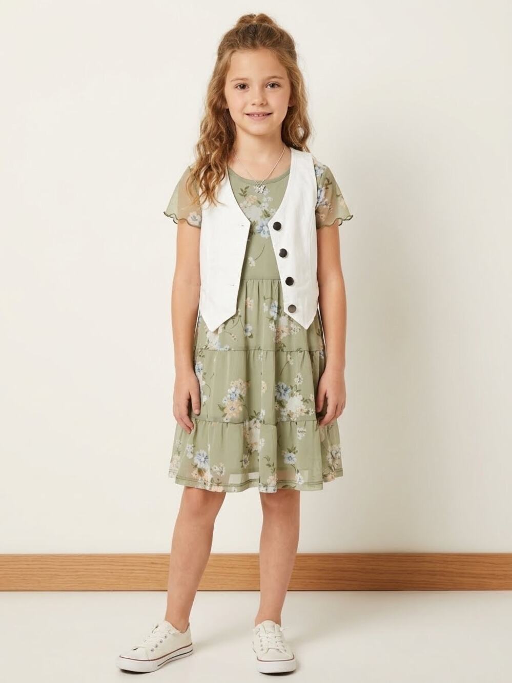 NEW! Knit Works Dress With White Vest XS 6/6X 2pc set